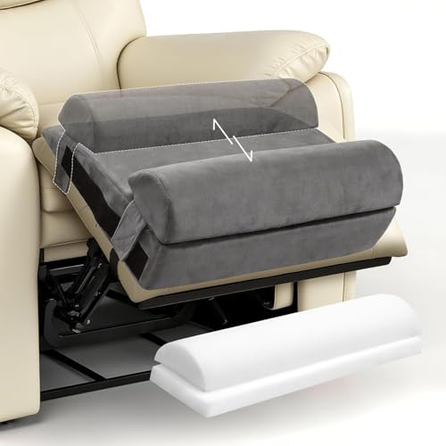 PYURIFAI Recliner Foot Rest Cushion - Recilner Leg Rest Cushion with Removable Semi-Cylinder for Superior Support Adjustable Recliner Foot Rest Extender Recilner Leg Pillow with 2 Straps Grey
