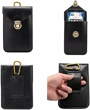 Iphone 7 Plus Case Crazy Horse Premium PU Leather Flip Hip For 6 6S Plus Holster Galaxy S7 Edge S8 Case 5.7inch to 6.0inch Key Ring Metal Belt Hook Multifunction Phone Pouch Bag Black