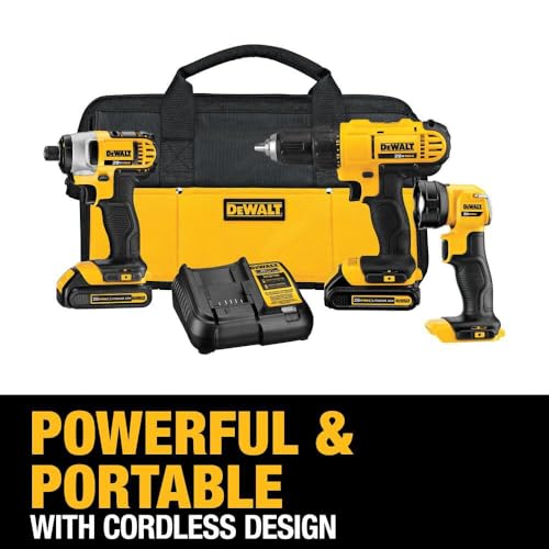 DEWALT 20V MAX Cordless Drill Impact Driver and LED Work Light Portable, Power Tool Combo Kit 3 Tool, 2 Batteries and Charger Included (DCK340C2) - Image 5
