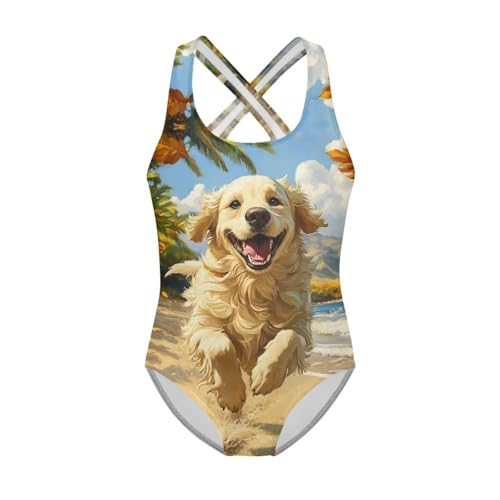 Image of One Piece Swimsuit Girls Cross-Back Bathing Suit 5-14Y Kids Swimwear Cute Swimsuits Sleeveless Bathing Suits
