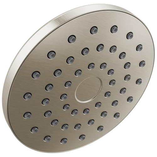 Delta PivotPro Brushed Nickel Rain Showerhead Single Setting 7 Inch Round Shower Head Showerheads 1.75 GPM Flow Rate SpotShield Brushed Nickel 75104SN