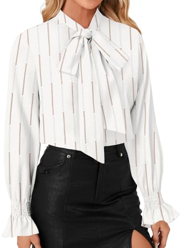 Image of LYANER Women's Bow Tie Neck Business Work Blouse