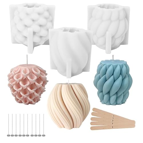 Moules à Bougies en Silicone, 3 Pièces Moule en Silicone pour Bougie à Bulles, Moules en silicone Cylindriques, Moule à Bougies Fait Main, Pour...