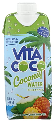 Vita Coco Coconut Water, Pineapple, Naturally Hydrating Electrolyte Drink, Smart Alternative to Coffee, Soda and Sports Drinks, Gluten Free, 17 Fl. Oz (Pack of 12)