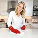 kitchen-star Ultimate Rubber Household PVC Gloves with Comfortable Cotton Lining, Anti-Slip surface, Kitchen Dishwashing, Extra Thickness, Kitchen Cleaning, Working, Painting, Pet Care (Large, Red)