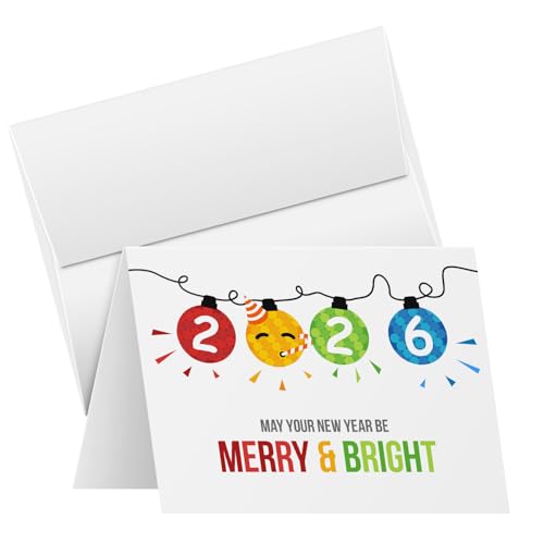 2026 Merry Christmas Happy New Year Holiday Greeting Cards – Blank Fold Over Cards &...