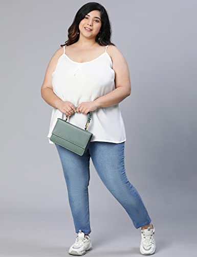 Image of oxolloxo Women Plus Size Solid Shoulder Strap Polyester Top