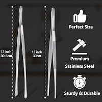Hotec Grillzange Edelstahl Lang 30CM,Kitchen Kochpinzette,Kochpinzette Edelstahl Küche Verwendbar als Profi Zange Pinzette für Kochen Grillen und Backen - 2er Set – Ansicht 8