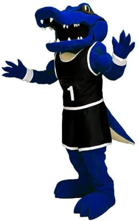 Sports Blue Alligator Mascot Costume Adult Size for Men & Women with Built-in Fan Inside the Head