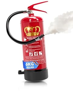 KÖNIG BRANDSCHUTZ- König Feuerlöscher Pulver | 6 kg | Geeignet für die Brandklassen - ABC | nach DIN EN3 | Dauerdruck 10 LE | Vielseitig einsetzbar | Inkl. Wandhalterung mit Manometer