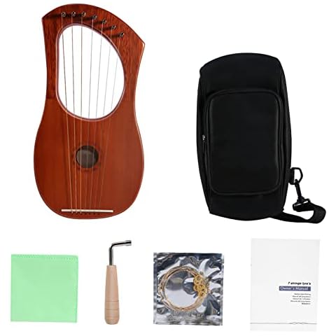 Btuty 7-String Lyre Harp Lyre Piano Steel Wire Strings Mahogany Plywood Body Veneer Topboard String Instrument with Carry Bag Cover