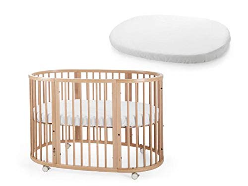 Evoleris Stokke Babybett, Sleepi, Natur, Matratze und Spannbetttuch, Weiß Cover