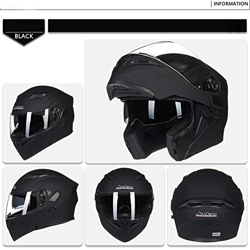 Full Face Motorcycle Helmet Dual Visor Sun Shield Flip Up Modular Motocross Dot Approved Helmets (M, Matte Black) #TOP6