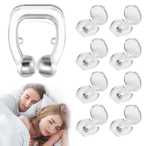 8er Set Schnarchstopper, Wiederverwendbares Schnarchen Stopper Silikon-Magnet-Nasenklammer, Verbesserung der Atmung, Möglich bessere Atmung für...