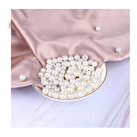 800 Pcs 8mm Round Ivory White Pearl Vase Filler,Beads for Jewelry Making,Plastic Pearls with Hole Loose Spacer Bead,Brushes Holder,Party Decor Cover