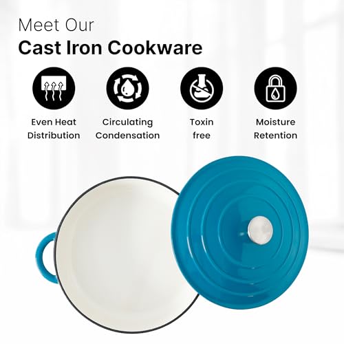 Image of UMAI Blue Enameled Cast Iron Dutch Oven | 3.4L Biryani Handi | Gas & Induction Compatible | Non Stick | Rust Proof