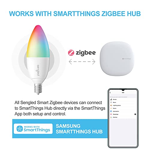 Sengled Zigbee Smart Candelabra Bulbs, Hub Required, Dimmable Multicolor E12 Led Candle Light Bulb Work With Alexa Echo(4Th Gen), Echo Plus, Google/Smartthings, Voice/App Control, 450 Lm/40W Eqv. 4Pk #TOP7