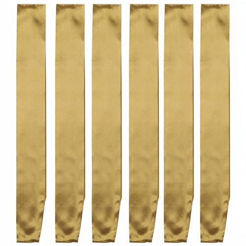 Pack of 6 Blank Satin Pageant Sashes for Princess, Beauty Queen, Homecoming, Winner, Mayor and DIY Decoration, Gold