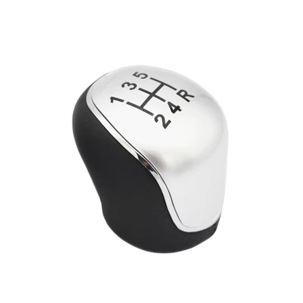 YDXHERTA Leather 5 6 Speed MT Gear Shift Knob for Focus Mk2 Mk3 for Mondeo Mk4 IV for Galaxy for Transit for Custom for Kuga Auto Parts(5 Speed Silver)