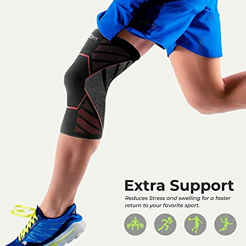 Boldfit Knee Support Brace | Pain Relief KneeCap Sleeve | Gym & Squats Leg Support for Men Women - Red, M