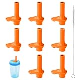 Goktvai 8pcs Replacement Bite Valve for Zak Designs Kelso 15oz, BPA-Free Silicone Mouthpiece with Cleaning Brush Compatible with Zak Reusable Straw Cup Bottle Accessories Lid Parts (Orange)
