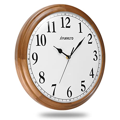 JIYUERLTD 14" Wanduhr, Stille Retro-Uhr aus Holz, Nicht tickende große dekorative batteriebetriebene Quarzuhr für Schlafzimmer, Wohnzimmer, Küche Cover