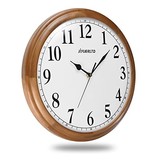 Rustic Vintage Wooden Clock Large Wall Clock, Silent Non-Ticking Decorative Clock for Home, Kitchen, and Living Room (Large 14“)