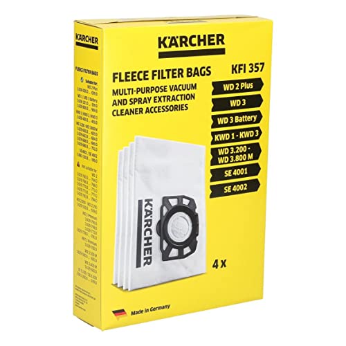 easyPART Compatible/repuesto para Kärcher 2.863-314.0 Bolsa de filtro de fieltro KFI357 para aspiradora en seco y húmedo (4 unidades)