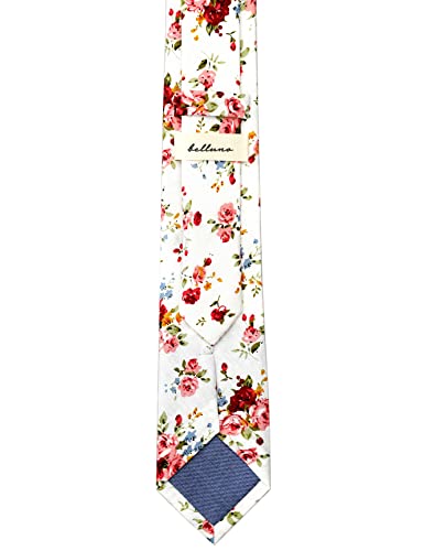 Image of BELLUNO Men's Cotton Floral Skinny Tie, 2.5 inch Width, with Gift Box