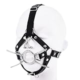 BDSM Open Mouth Gag Nose Hook SM Adjustable Open Mouth Metal Ring Gag Fetish Head Harness for Men Woman Adults Bondage Restraints Sex Play, Erotic Sex Toy for Couples Flirt Slave Roleplay