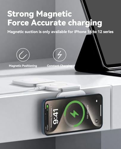 Image of 3 in 1 Charging Station for Apple Multiple Devices, Foldable Magnetic Fast Wireless Charger Dock, Travel Charging Pad for iPhone 17 16 15 14 13 12 Pro Max Plus Apple Watch Series & AirPods 4 /3 /2 /Pro