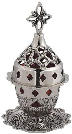 Christian Orthodox Nickel Plated Vigil Lamp (9353 N)