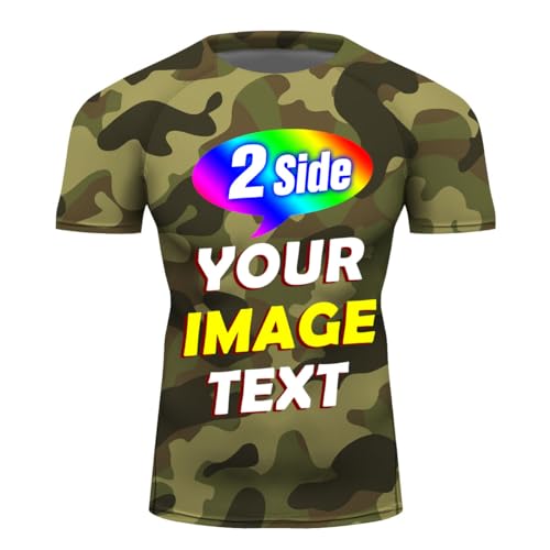 Custom Rash Guard Long Sleeve for Men, ADD Your Image to Front and Back Printing, Customized T Shirts Design Your Own