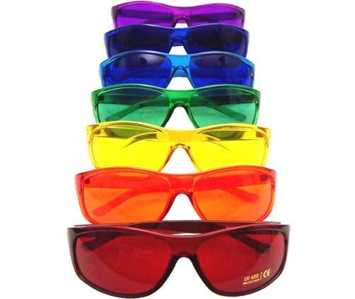 Color Therapy Glasses Pro Style Set of 7 Colors, Poker Sunglasses [Also Available in Set of 9 or 10]