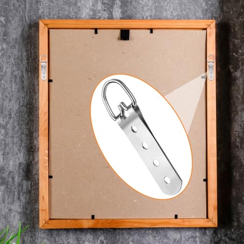 Image of 6 Pcs Picture Hanger, D Rings Heavy Duty, D Ring Picture Hangers with 24 Pcs Screws, Picture Hanging Hooks for Clock, Mirror, Paintings (Sliver, 4 Holes)