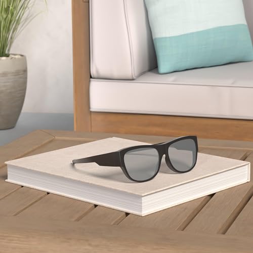 Image of The Fresh High Definition Polarized Wrap Around Shield Sunglasses for Glasses - Leather Eyeglasses Case
