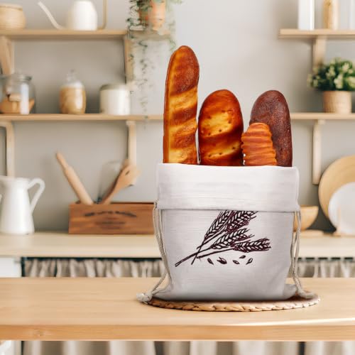 2 Bolsas de lino para pan con cordón ajustables y reutilizables 5