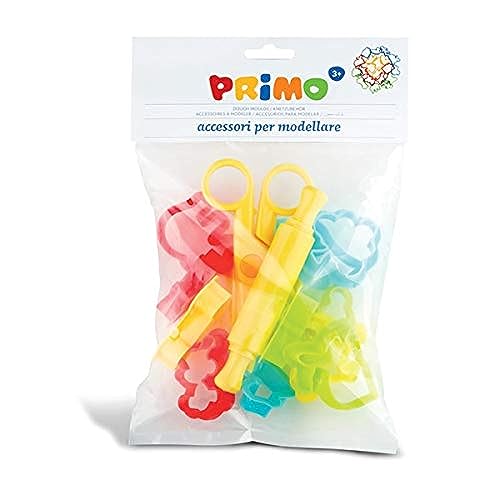 PRIMO Accessoires de pâte à modeler | jeu de 12 emporte-pièces : animaux, nature, véhicules | 1 rouleau à pâtisserie et 1 ciseaux | pour le pétrissage et l'artisanat