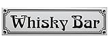 Bar Whisky Bar Emaille Schild 8 x 30 cm Jugendstil Emailschild weiß.