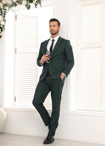 EMERAIDVLN Men's 3 Pieces Suit Slim Fit Elegant Wedding Prom Suits 1 Botton Blazer Double Breasted Vest and Pants Tuxedo Set2