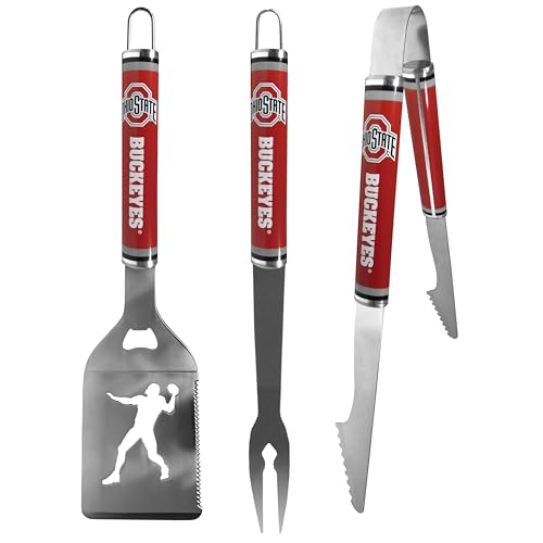 Siskiyou Sports NCAA Ohio St. Buckeyes 3 pc Steel BBQ Tool Set, One Size, Team Colors