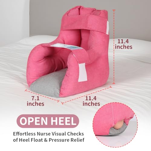 Image of EZ Assistive Heel Protectors for Pressure Sores & Bed Sores - Open Heel Design with Adjustable Straps, Soft & Supportive Padding, Machine Washable - One Size Fits Most (Single Pack,Red)