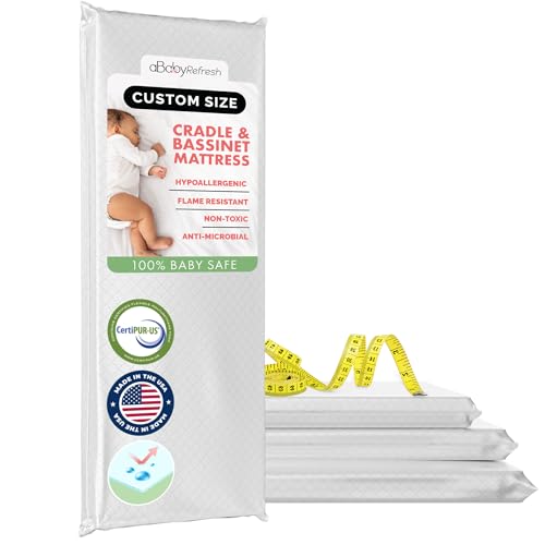 ABABY REFRESH Custom Size Cradle Baby Mattress and Bassinet Mattress – Firm Foam Baby Bed with...