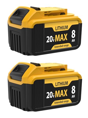 2-Packs 8000mAh Replace for Dewalt 20V Max Battery Compatible with DCB206 DCB201 DCB203 DCB207 DCB205 DCB204 Compatible with Dewalt 20V Cordless Power Tools and Chargers
