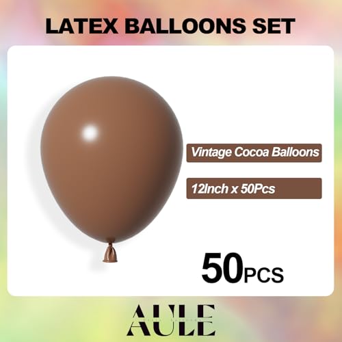 Image of AULE 50Pcs Latex 12 Inch Coffee Brown Balloons | Helium Party Balloons Happy Birthday Graduation Teddy Bear Woodland Theme Decoration