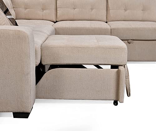 149" Convertible U-Shaped Modular Sectional Sofa With Pull Out Sleeper Couch Bed And Extra Wide Chaise Lounge,Oversized Upholstered Tufted Cushion King Size Sofá&Couches For Living Room Large Space #TOP7