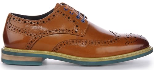 James Men's Lace Up Leather Brogue Shoes with Colored Sole2