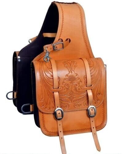 Western Horse Leather Saddle Bag Heavy Duty Traditional Trail Ride | Saddle Bag | Horse Saddle Bag | Western Saddle Bag | Leather Saddle Bags for Horses (Color-16)