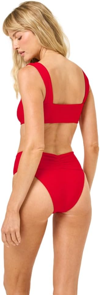 LSpace Eco Chic Econyl Bardot Bikini Bottom for Women, High Waisted Bottom, Classic Coverage, Ribbed and Front + Back Ruching