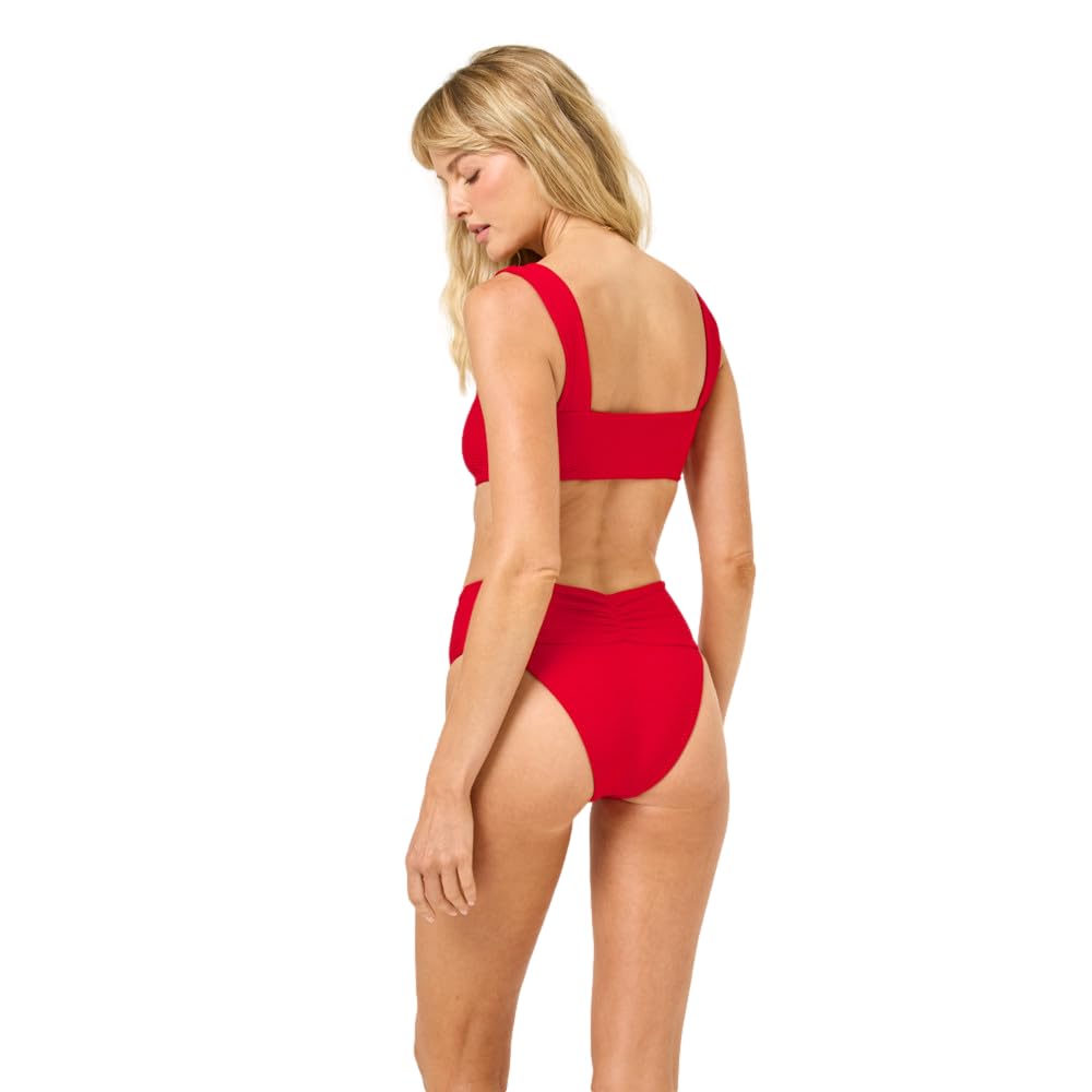 L*Space Eco Chic Econyl Bardot Bikini Bottom for Women, High Waisted Bottom, Classic Coverage, Ribbed Front & Back Ruching